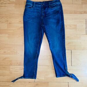017 womens  St.Johns Size 12 Blue jeans stretch  tie ankle straight leg jeans
